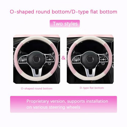 Zpana Car Steering Wheel Cover, 15" Linen Breathable Soft Anti-Slip Full Surround Vehicle Steering Wheel Protector, Automobile Interior Protection, Universal for Sedan Truck SUV (Blue/White) - color: Blue/White