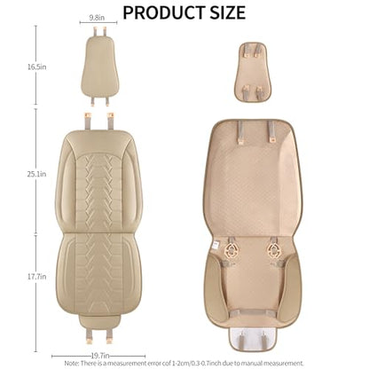 Leather Car Seat Covers Breathable Front Seat Protector Automotive seat Covers Universal Fit for Most Vehicles Cars Trucks SUVs Vans (Beige，2PCS) - color: BEIGE