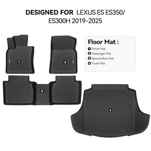 Floor Mats for Lexus ES ES350 ES330h 2019-2025(Only Fit FWD), Trunk Mat All Weather TPE Protector for Lexus ES Accessories - size: 23)ES FWD|2019-2025