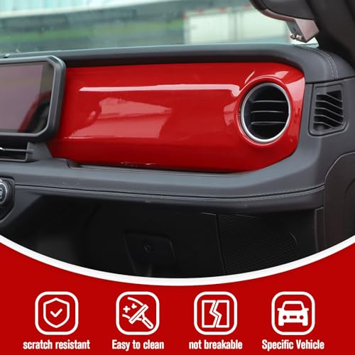 JeCar Dashboard Panel Trim Cover Center Console Decoration Kit Interior Accessories Compatible with Jeep Wrangler 2024 JL JLU & Gladiator JT Truck, Red