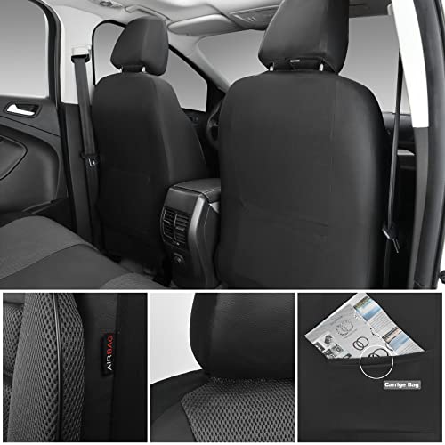 CAR PASS Leather 3D Foam Back Support Car Seat Covers Full Set Air Mesh Automotive Seat Covers, All Season Car Seat Cover Fit Automotive,SUV,Sedan,Van, Airbag Compatible Elegance (Black Charcoal Gray) - color: Black Charcoal