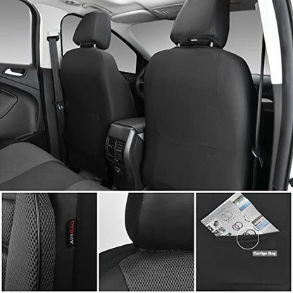 CAR PASS Leather 3D Foam Back Support Car Seat Covers Full Set Air Mesh Automotive Seat Covers, All Season Car Seat Cover Fit Automotive,SUV,Sedan,Van, Airbag Compatible Elegance (Black Charcoal Gray) - color: Black Charcoal