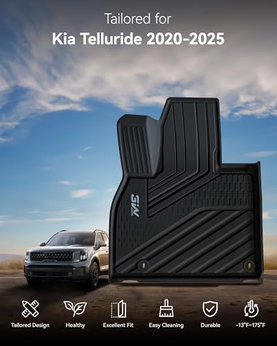 3W Floor Mats & Cargo Liner with Backrest Mats for 2020-2025 Kia Telluride 7&8 Seats, TPE All Weather Custom Fit Floor Liners with Full Set Kia Telluride Floor Mats & Trunk Mats Accessories, Black - size: 1.For Kia Telluride | 20-25 | Combo Set