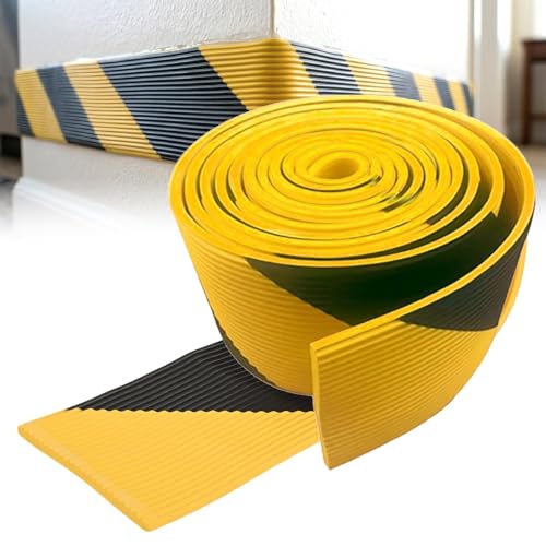196.9" Foam Wall & Corner Guards 7.9" W High-Visibility Edge Bumper Guard, Self-Adhesive Wall Rubber Padding for Car Door Protection Parking Warehouse Home-Yellow Black