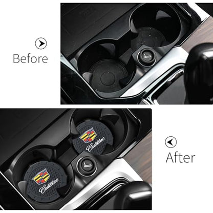 Car Cup Holder Coaster for Cadillac Cupholder Coaster Interior Accessories 2.75in 2Pack - color: Black-03
