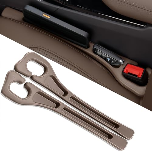 Car Seat Gap Filler, 2-Pack No Drop Seat Guard Universal Fit Car Seat Gap Plug Anti-Drop with Storage, Fill The Gap Between Seat and Console, Auto Accessories for SUV Truck Sedan - color: Chestnut