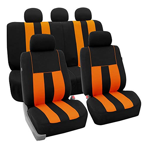 FH Group Striking Striped Car Seat Covers - Universal Fit, Washable Seat Covers for Cars, SUVs, Vans, Sedans, Orange, Full Set - color: Orange, size: Full Set