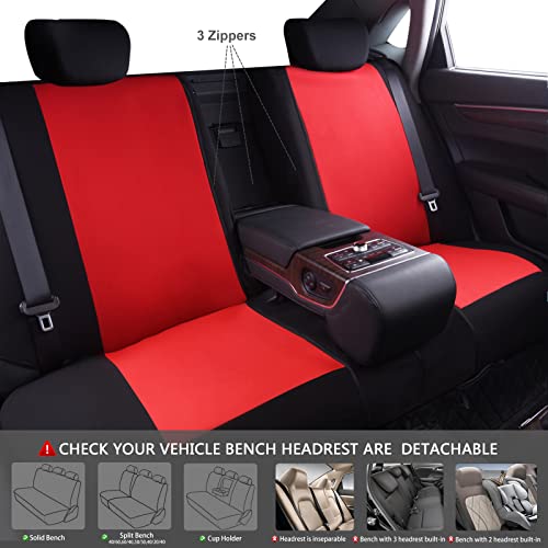 CAR PASS Line Rider Sporty Car Seat Covers Full Set with 4Pcs Waterproof Car Floor Mats Universal Fit Airbag Compatible Automotive Interior Covers for Sedans, Trucks,Vans,SUV (Combo Set, Black & Red)