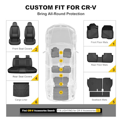 Cargo Liner Fit for Honda CRV 2026 2025 2024 2023 (Gasoline & Hybrid): TTX LIGHTING Cargo Mat All-Weather TPE Trunk Mat Cargo Tray CR-V Accessories (Fit Upper Deck Only)