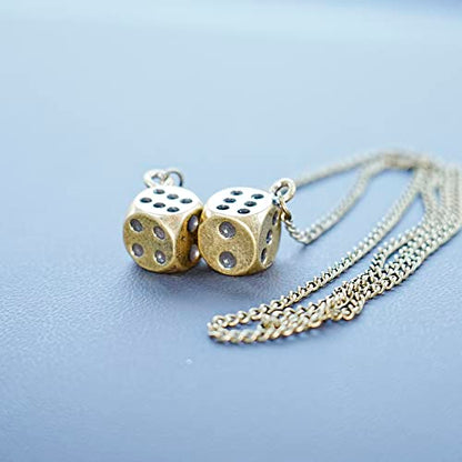 Creative Hanging Dice with Dots Car Metal Pendant Rear View Mirrors Charms Ornament (Brass) - color: Brass