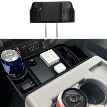 Center Console Seat Headrest Organizer for 2011-2024 2025 2026 Ford F150 F250 F350 F450 F550 F650 Accessories, Storage Tray with Non-Slip Rubber Mat (Jump Seat Only)