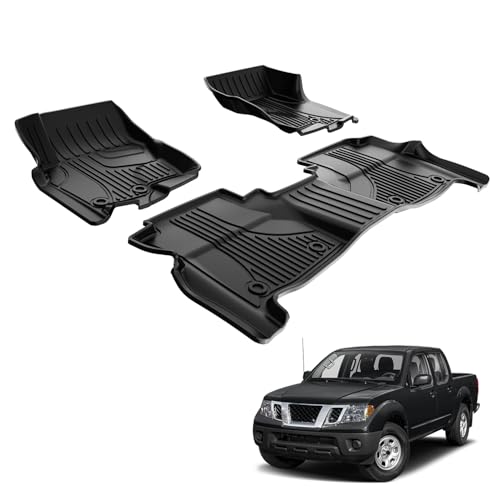 AOMSAZTO Floor Mats Compatible with 2008-2021 Nissan Frontier Crew Cab, Custom Fit Floor Liners, 1st & 2nd Row All-Weather Protection 3-pc, Black - style: 15)08-21 Frontier Floor Mats