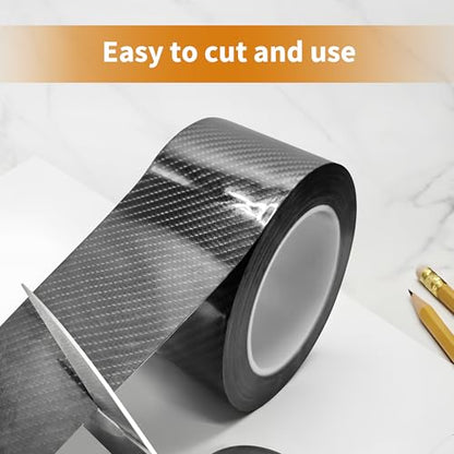 Door Sill Protectors for Vehicles, 2.76 Inch x 33 Ft Carbon Fiber Car Door Sill Protector Tape with Anti-Collision for Front and Rear Bumper, Car Door Edge Guards Universal for Most Vehicles