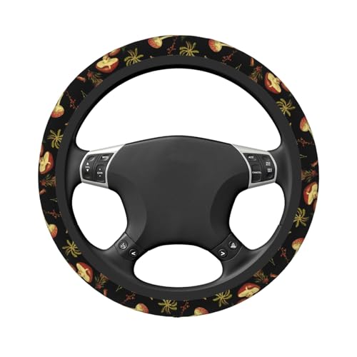 Mushroom nut Neoprene Steering Wheel Cover for Men Women Anti-Slip Elastic Steering Wheel Protective Cover 15in Universal Car Accessories Fit Cars, SUVs, Auto - color: Mushroom Nut