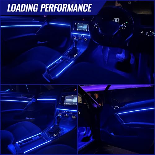 Ambient Lighting Car Led Lights Interior,43.3’’ USB Powered Acrylic Neon Flexible Strip Fiber Optic LED Ambient Lighting Kits with Remote APP, RGB Music Lights Sync for Inside car Dashboard - size: 1 in 1 (43.3inch*1)