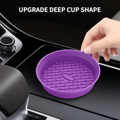 ME.FAN Car Cup Holder Coasters [4 Pack] Silicone Cups Mats, Automotive Universal Non-Slip Recessed Interior Accessories Deep Purple - color: 4pack-deep Purple
