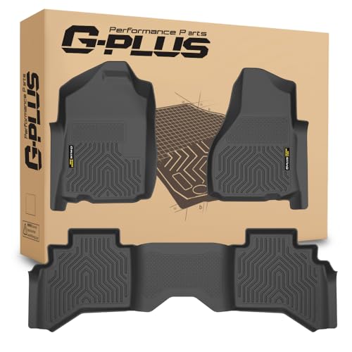 G-PLUS Floor Mats 3PCS Compatibile with Dodge Ram 1500 Quad Cab 2002-2008/Fit Ram 2500 3500 Quad Cab 2003-2009, All Weather Protection TPE 1st & 2nd Row Floor Liners Black - size: 2002-2009|Fit Dodge Ram Quad Cab|3Pcs