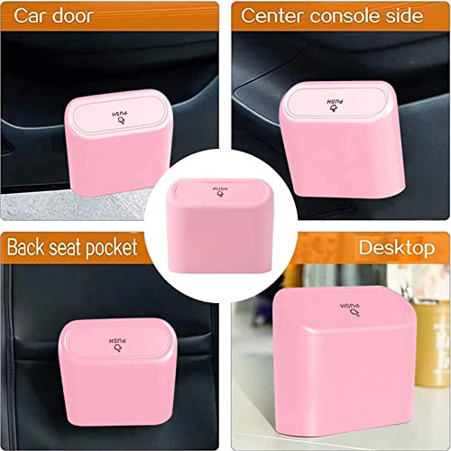 Car Trash Can, Mini Trunk Push Hanging Portable Car Bin with 2 roll Disposable Trash Bag for Vehicle Home, Office. (Car Trash can Pink) - size: Car Trash Can - Pink with 2 Trash Bags