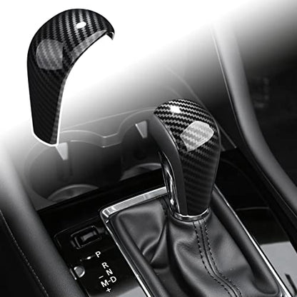 Compatible with Mazda 3 CX-30 CX-50 Accessories Sporty Car Gears Gear Panel Gear Shift Knob Cover Trim Cap Interior Decoration Sticker -Carbon Fiber Style