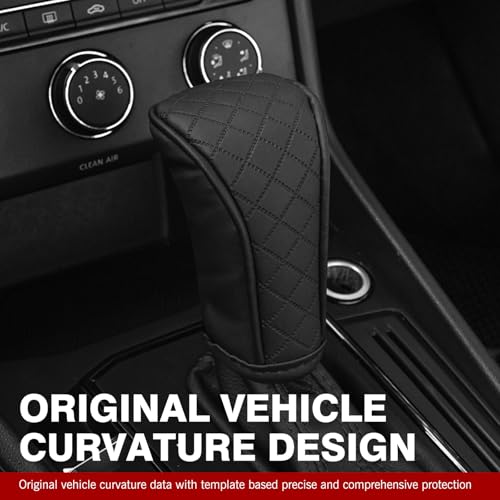 Car Gear Shift Knob Cover, Soft Leather Car Stick Shift Konb Cover, Anti-Slip Auto Konb Gear Shift Stick Protector, Universal Car Shift Protector Decorative Accessories for Most Cars (Black)