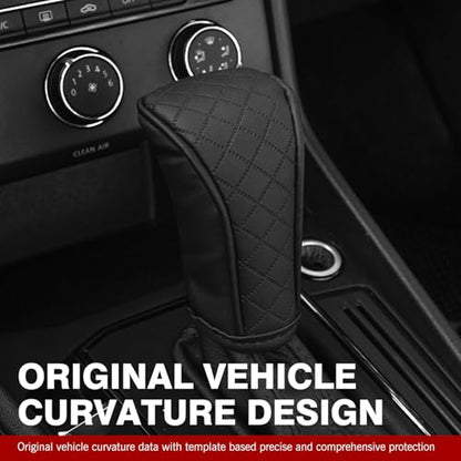 Car Gear Shift Knob Cover, Soft Leather Car Stick Shift Konb Cover, Anti-Slip Auto Konb Gear Shift Stick Protector, Universal Car Shift Protector Decorative Accessories for Most Cars (Black)