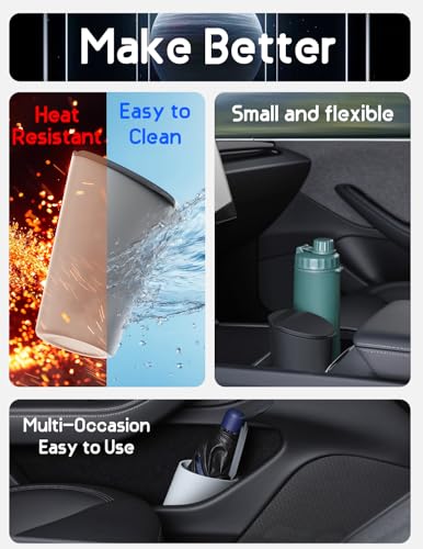 Car Trash Can with Lid Small Cup Holder Door Pocket Garbage Can Trash Bin Trash Container Fits Auto Home Office, Black 2Pcs
