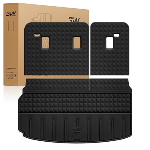 3W Seat Back Mats & Cargo Mat for Chevrolet Chevy Traverse 2024-2026 & GMC Acadia 2024-2026 & Buick Enclave 2025-2026, All Weather TPE Custom Fit Cargo Mat Trunk Liner with Backrest Mat, Black - size: Chevy Traverse 2024-2026 Cargo Liner & Backrest