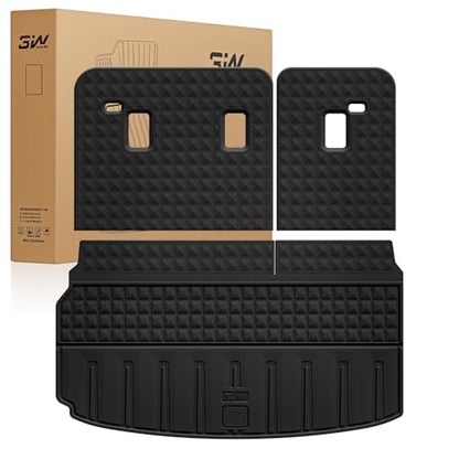 3W Seat Back Mats & Cargo Mat for Chevrolet Chevy Traverse 2024-2026 & GMC Acadia 2024-2026 & Buick Enclave 2025-2026, All Weather TPE Custom Fit Cargo Mat Trunk Liner with Backrest Mat, Black - size: Chevy Traverse 2024-2026 Cargo Liner & Backrest