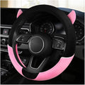 Fuzzy Pink Steering Wheel Cover with Ears Soft Cute Steering Wheel Protector Universal 15 Inch, Lovely Decor Car Accessories Soft Plush for Winter Warm