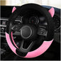 Fuzzy Pink Steering Wheel Cover with Ears Soft Cute Steering Wheel Protector Universal 15 Inch, Lovely Decor Car Accessories Soft Plush for Winter Warm