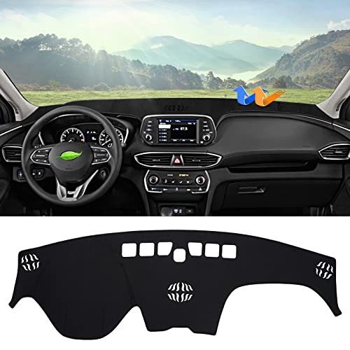 Autorder Dashboard Cover Mat for Hyundai Santa Fe 2019 2020 2021 2022 2023 Accessories Dash Cover Flannel Dash Mat Sunshade Glare UV Rays Protector - size: 2019-2023 Hyundai Santa Fe
