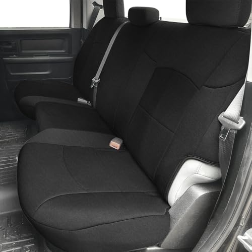 Rear Seat Cover Compatible with 2013-2018 Dodge Ram & 2019-2022 Classic Ram Crew Cab, Neoprene Durability Truck Seat Cover, ONLY Fit Full Bench Rear Seat Without Armrest, NOT for 60/40 Seat - color: Black, size: 2013-2022 Ram 1500/2500 Rear