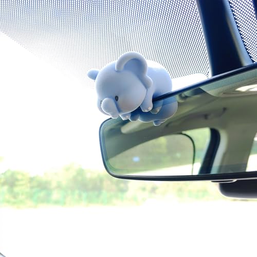 Cute Furry Animal Rear View Mirror Accessories, Car Dashboard Ornament Center Screen Decoration Rearview Mirror Charm, Car Accessories Interior Decor for Women/Men - style: Elephant