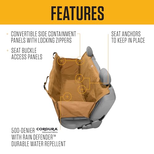 Carhartt Universal Fitted Nylon Duck Pet Hammock, Dog Back Seat Cover, Black - color: Black