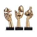3 Pcs Thinker Small Statue Set - Black Gold Home Decor Abstract Art Figurines for Shelves, Living Room Coffee Table, Office Desktop (3 Pcs Gold, 6")