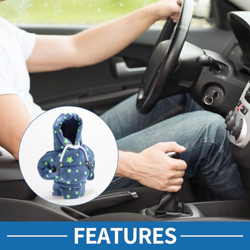 Universal Shift Knob Cover Star Glow in the Dark Pattern Gearstick Hoodie Shifter Lever Knob Hoodie for Car RV Truck SUV Fabric Blue - color: Blue