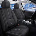 2PCS Front Car Seat Covers Fit for Nissan Frontier 2009-2024 2025 Breathable Faux Leather Seat Cushion with Lumbar Support Airbag Compatible Automotive Interior Accessories (Black)
