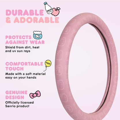 Sanrio Hello Kitty Pink Car Steering Wheel Cover, Universal Fit Cute Car Accessories for Women Stylish Decor Gifts Hello Kitty Accessories - Fits Standard Wheels 14.5"-15" - style: Hello Kitty Pink