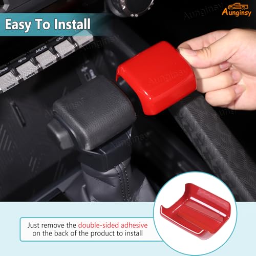 Aunginsy Car Gear Shifter Hand Brake Trim Cover Compatible with Toyota Tacoma 2026 2025 2024 & 4Runner 2026 2025, Automatic Center Console Gear Shift Head Knob Scratch Protector Cover ABS Accessories - color: Red(A)