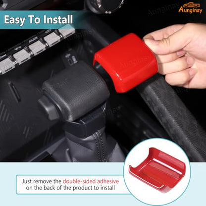 Aunginsy Car Gear Shifter Hand Brake Trim Cover Compatible with Toyota Tacoma 2026 2025 2024 & 4Runner 2026 2025, Automatic Center Console Gear Shift Head Knob Scratch Protector Cover ABS Accessories - color: Red(A)