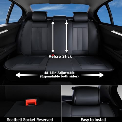 Coverado Seat Covers, Car Seat Covers Full Set, Black Seat Cover, Front Seats Back Seat Cover, Waterproof Car Seat Cushion,Leather Car Seat Protector Universal Fit Most Cars - color: Air Backrest-Black, size: FullSet