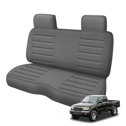 Truck Seat Cover Compatible with 1995-2004 Toyota Tacoma Front Bench Seat with Molded Headrest and Small Notched Cushion, Knitted Fabric - color: Charcoal