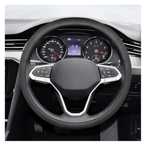 ZIMISI 14.5"-15" Car Steering Wheel Cover, Microfiber Leather Breathable Wheel Cover, Anti-Slip Lining Steering Wheel Covers, Car Accessories Interior Decoration for Women Men (Black) - color: Black