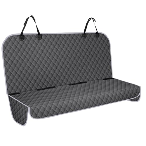 NECKORY Backseat Cover for Dogs, Waterproof and Non-Slip Pet Bench Seat Covers, Car Seat Protector for Back Seat, Universal Size Rear Car Seat Cover Fits Cars, Trucks and SUVs, M-Charcoal Grey&Grey - color: Charcoal Grey&Grey, size: Medium