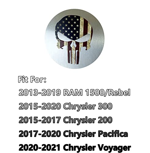 American Flag Emblem Gear Shift Switch Knob Cover Aluminium Dial Shifter Trim Plate for Dodge Ram 1500/2500, Dodge Durango, Chrysler 300/200/Pacifica & Voyager (American Flag Skull A) - color: American Flag Skull A