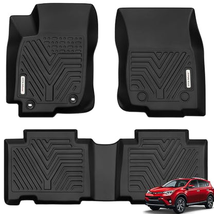 YITAMOTOR Floor Mats fit for 2013-2018 Toyota RAV4 Standard Models (Not for Hybrid), Custom Fit LE/SE/XLE/Limited/Platinum/Adventure Floor Liners, 1st & 2nd Row All-Weather Protection Black - style: 2013-2018 Toyota RAV4 1st&2nd