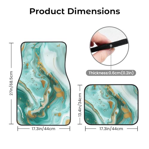 Universal Fit Car Floor Mats, Teal Aqua Marble Modern Art Abstract Set of 4pcs Car Carpet Fit for SUV, Vans, Sedans, Trucks - color: Teal Aqua Marble