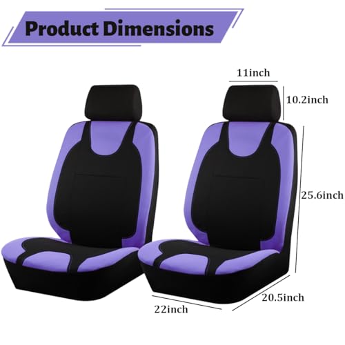 Car Seat Covers Full Set, Polyester Vehicle Front ＆ Rear Bench Seat Protectors with 5 Headrest Covers, Automotive Interior Chair Protection Accessories, Universal Fit (Purple) - color: Purple