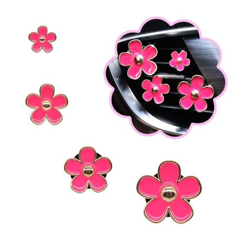 ORIESSE Cute Flowers Air Vent Clips Car Air Freshener,4pcs Rose Red Girly Daisy Flower Car Accessories for Women,Lavender Car Scent Decorations Refillable Clips On Air Freshener - color: Rose Red
