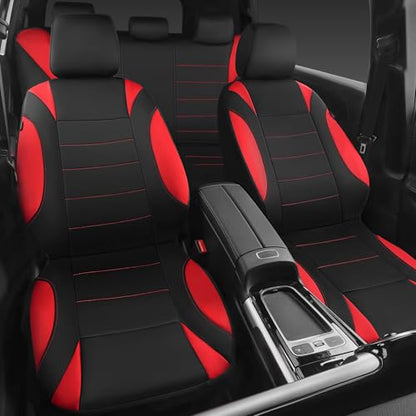CAR PASS Neoprene Wetsuit Seat Covers, Waterproof Car Seat Covers Full Sets with 5mm Composite EVA, Universal Fit for Car,Sedan, SUV TrucksAnti Slip, Airbag Compatible(Black Red - color: Red full sets